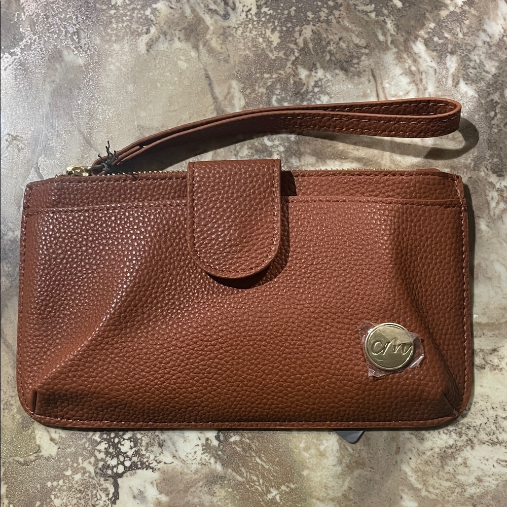 Chic Brown Leather Wristlet by Clevermade